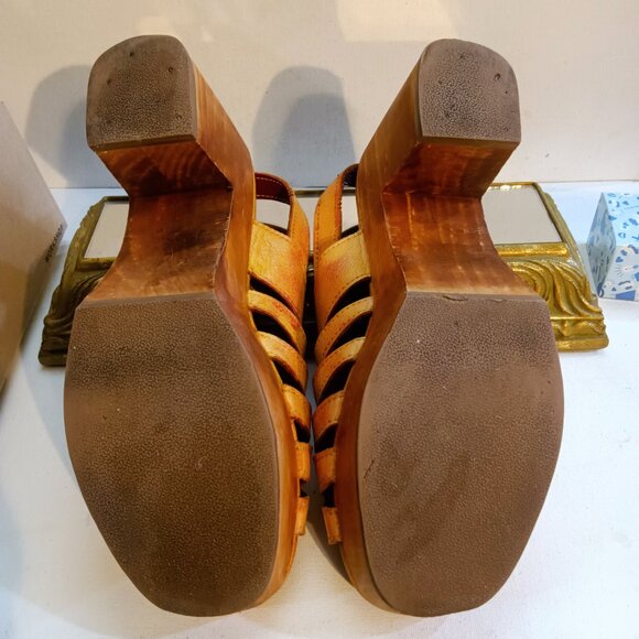 BED STU Fontella Mango Multi Leather Platform Sandal 9.5 Excellent - Picture 6 of 12